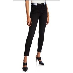 Veronica Beard Veronica Kate 10" Rise Skinny Jeans‎ w Waist Stripe Coal Black 29
